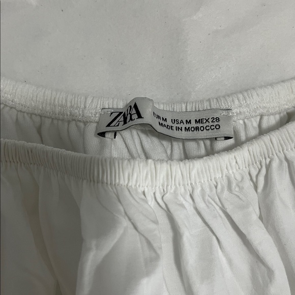 ZARA OFF THE SHOULDER TOP WITH BALLOON SLEEVES IN WHITE SZ M - Picture 7 of 12